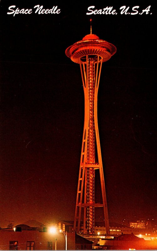 Washington Seattle The Space Needle At Night