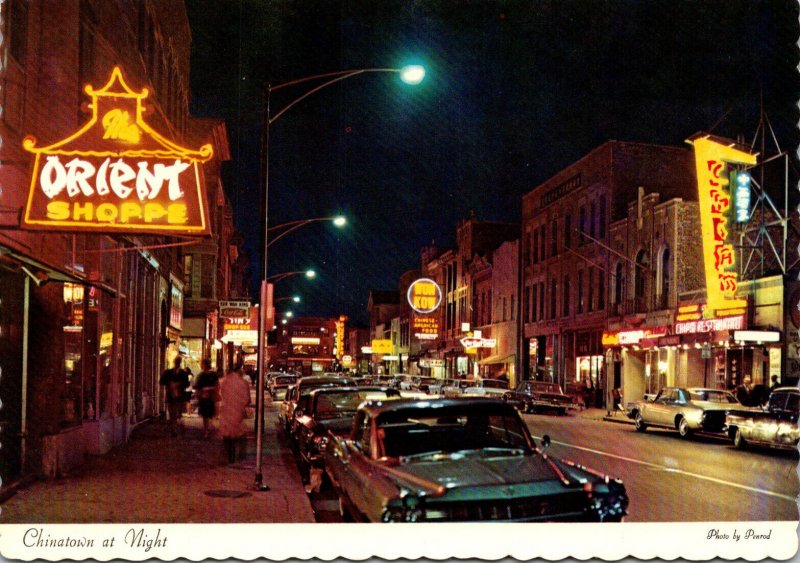 Illinois Chicago Chinatown At Night