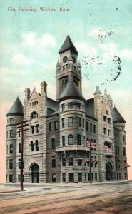 Vintage Postcard 1909 City Building Wichita KS Kansas Pub. International Post Ca