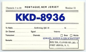 1960s MONTAGUE NJ EDWARD SCHAFFERT HAM RADIO CALL LETTER POSTCARD P3827