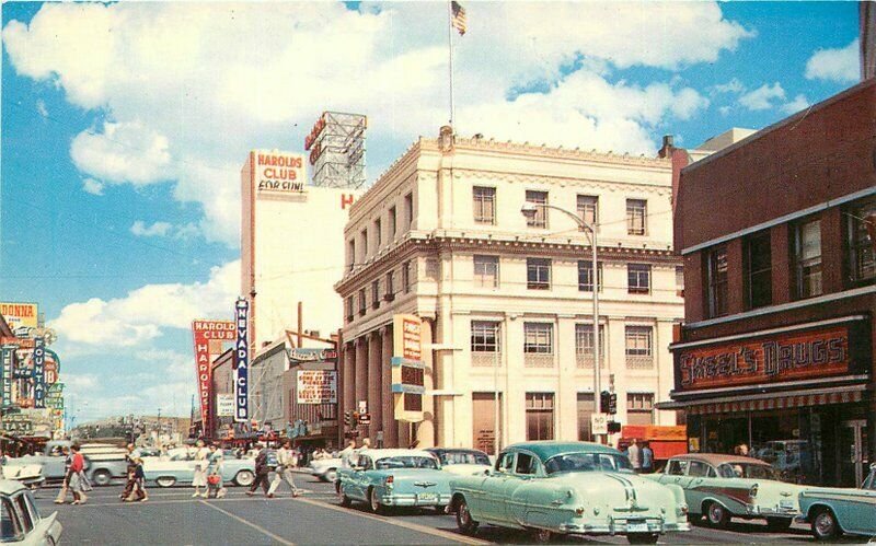 Automobiles Colorpicture 1950s Reno Nevada Virginia Street 2nd Postcard 12734