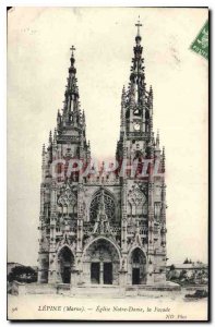 Postcard Old Lepine Marne Church of Our Lady the Facade