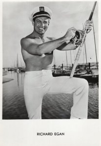 Richard Egan Film Star Hollywood 1950s Fishing Ship Postcard