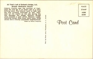 Mizpah Methodist Church Bufords Bridge SC South Carolina VTG Postcard UNP Unused 