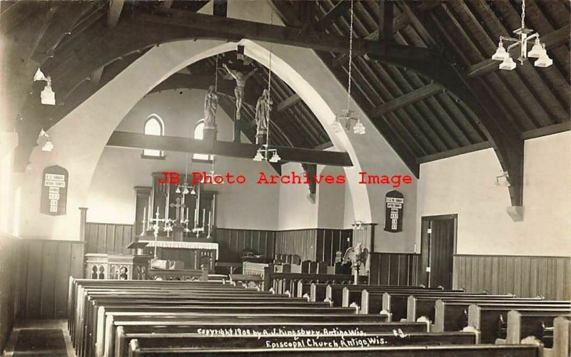 WI, Antigo, Wisconsin, RPPC, Episcopal Church Interior Scene, AJ Kingsbury Photo