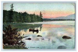 1910 Sunset On Utowana Lake Adirondack Mountains New York NY Antique Postcard