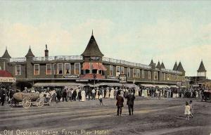 Old Orchard Maine Forest Pier Hotel horse buggy people antique pc Y10995