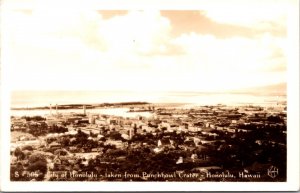 Real Photo PC City of Honolulu taken from Punchbowl Crater in Honolulu, Hawaii