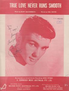 True Love Never Runs Smooth Rare Gene Pitney Hand Signed Piano Sheet Music