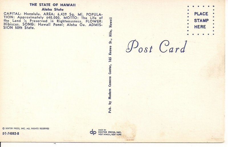 Hawaii Map, HI, 1970's Chrome