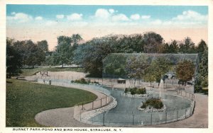 Vintage Postcard 1918 View of Burnet Park-Pond and Bird House Syracuse New York