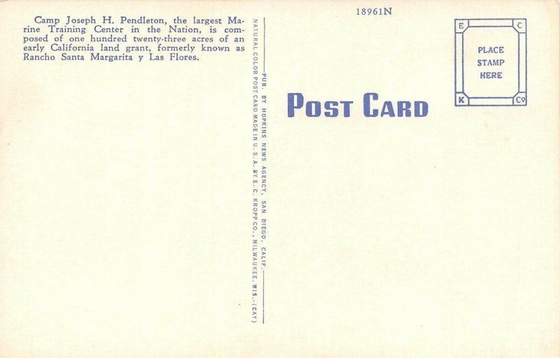 LP61  California  Postcard Camp Pendleton Military Post Exchange