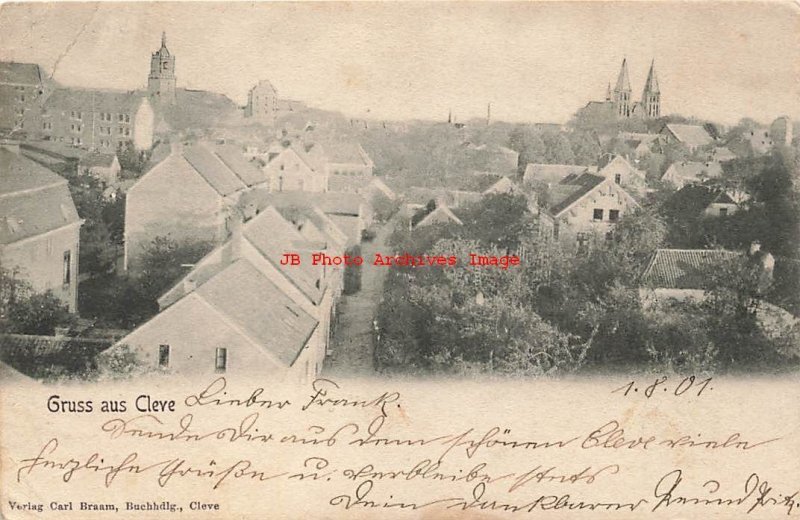 Germany, Cleve, Kleve, Panorama Village View, 1901 PM, Stamp, Carl Braam