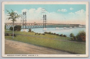 Meridian Hwy Bridge~River Flows Below~Pathway Along Waters Edge~PM 1928 Postcard