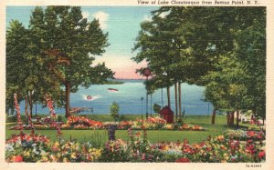 Vintage Postcard 1943 View Of Lake Chautauqua From Bemus Point New York Olson