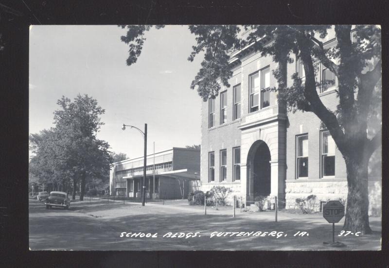 RPPC GUTTENBERG IOWA SCHOOL BUILDING VINTAGE REAL PHOTO POSTCARD