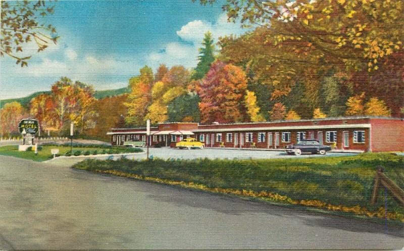 Linen Roadside Postcard; Old White Motel, White Sulphur Springs WV Hwy 60