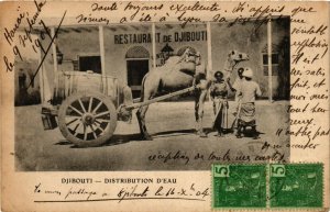 PC CPA DJIBOUTI / SOMALIA, DISTRIBUTION D'EAU, Vintage Postcard (b13945)