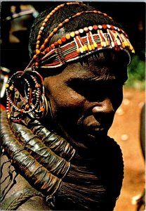 VINTAGE CONTINENTAL SIZE POSTCARD WOMAN OF THE RENDILE TRIBE KENYA EAST AFRICA