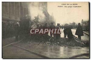 Old Postcard Firefighters Paris Crue of the Seine A pump & # 39epuisement TOP