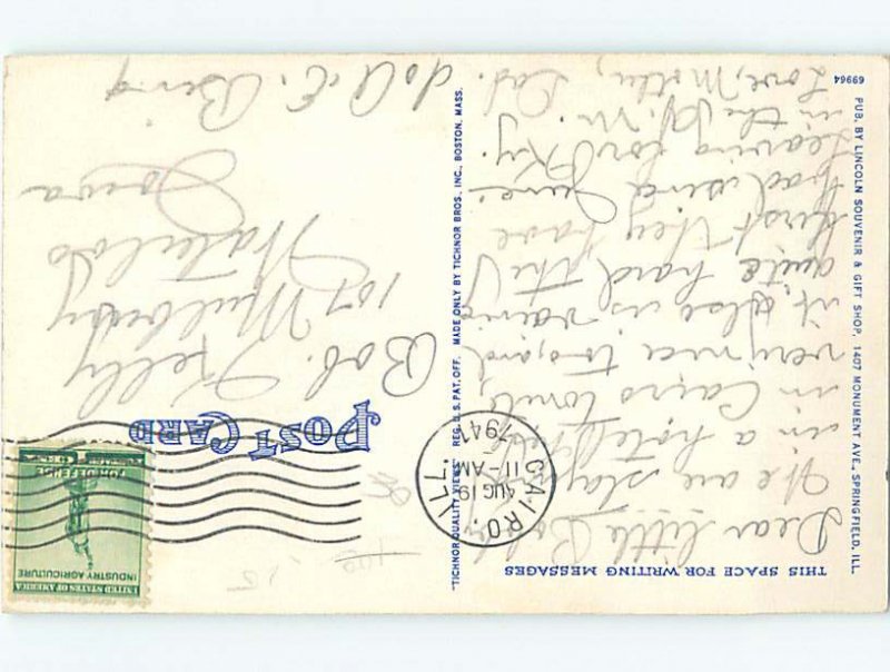 Linen MONUMENT SCENE Springfield Illinois IL AE7560