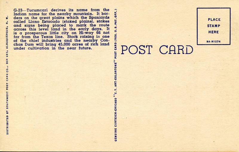 Large Letter - Tucumcari, New Mexico