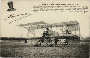 PC CPA AVIATION, L'AÉROPLANE HENRI FARMAN N.3, Vintage Postcard (b24224)