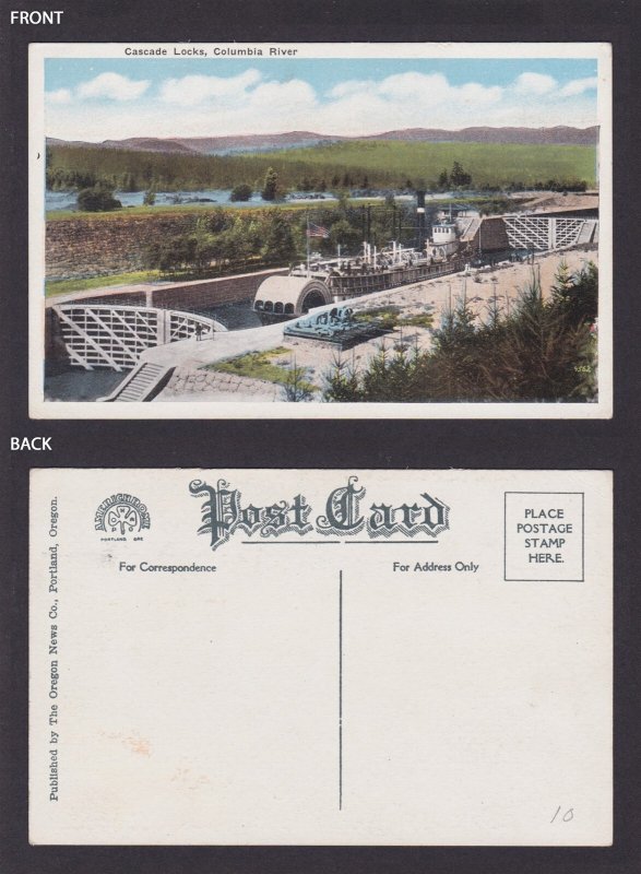 Postcard, United States, Columbia River OR, Cascade Locks