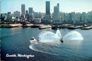 Washington Seattle Aerial View Of Business District and Waterfront 1981