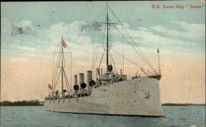Battleship US Scout Ship Salem c1910 Vintage Postcard