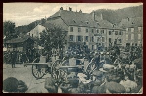 h583 - FRANCE MILITARY Postcard 1914 Artillery Big Guns Moving to Border