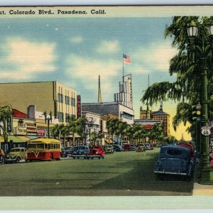 c1940s Pasadena, CA Colorado Blvd. Business District Route 66 Roadside Cars A216