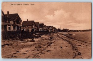 Clinton Connecticut Postcard Clinton Beach Canoeing Boat Buildings 1910 Vintage