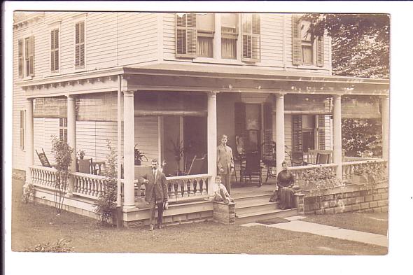 Real Photo, Family on House Porch, AZO, 1905-1909