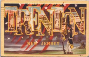 USA Greetings From Trenton New Jersey Linen Postcard 05.26