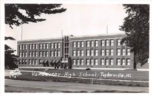 Illinois Il Real Photo RPPC Postcard c1940s TAYLORVILLE Vandeveer High School