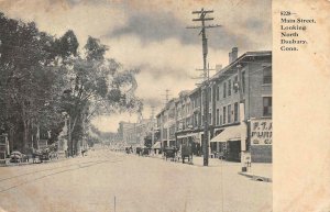 MAIN STREET LOOKING NORTH NEW DANBURY CONNECTICUT POSTCARD (c. 1910)