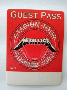 Metallica Backstage Pass Original 1992 Hard Rock Heavy Metal Music Tour Red