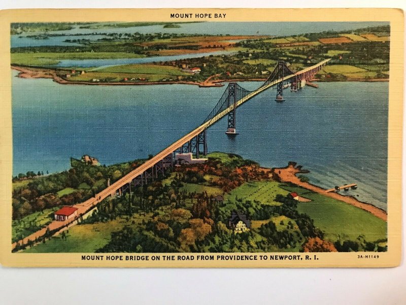 Vintage Postcard 1933 Mount Hope Bay Bridge Road from Providence to Newport R.I.