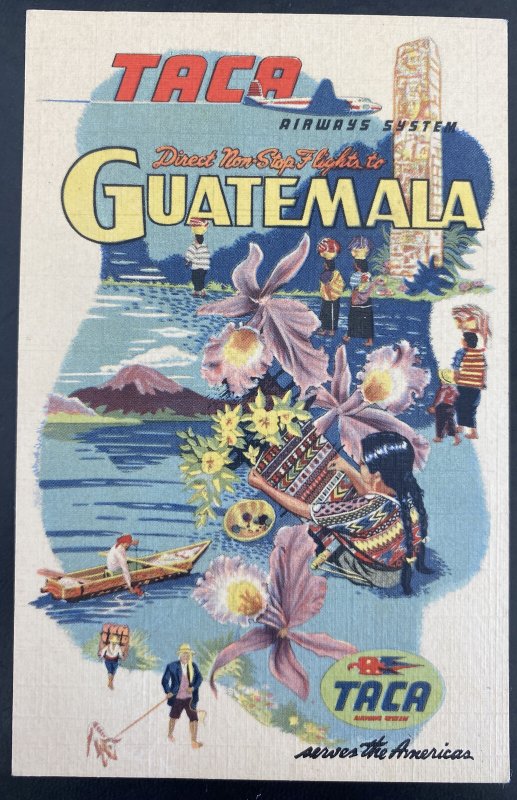 Mint Advertising Picture Postcard Taca Airways System Guatemala Land Of Eternal 