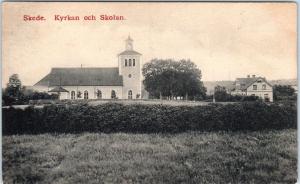 SKEDE, Sweden  CHURCH    KYRKAN och SKOLAN    c1910s   Postcard