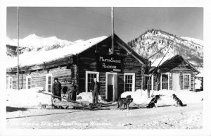 RP Postcard Martin Slisco's Roadhouse Wiseman Sled Dog Team Alaska~114251