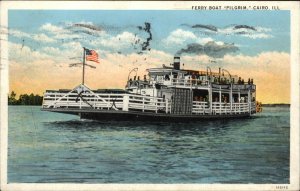 Cairo Illinois IL Ferry Boat Pilgrim Vintage Postcard