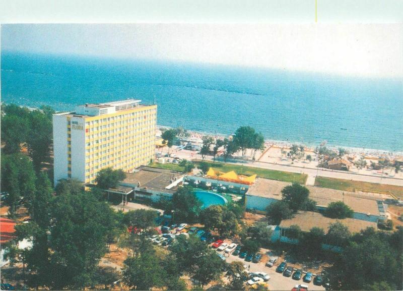 Romania Mamaia Hotel Flora & Black Sea seascape postcard