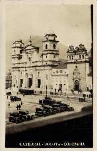 colombia, BOGOTA, La Catedral, Car (1920s) RPPC Postcard