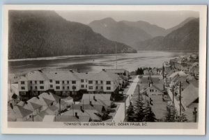 Ocean Falls BC Canada Postcard Townsite and Cousins Inlet c1920's RPPC Photo