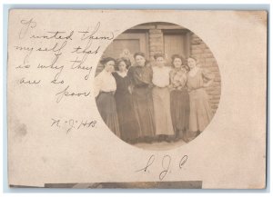 1907 Candid Shot Women Cross Necklace Toledo OH RPPC Photo Posted Postcard 