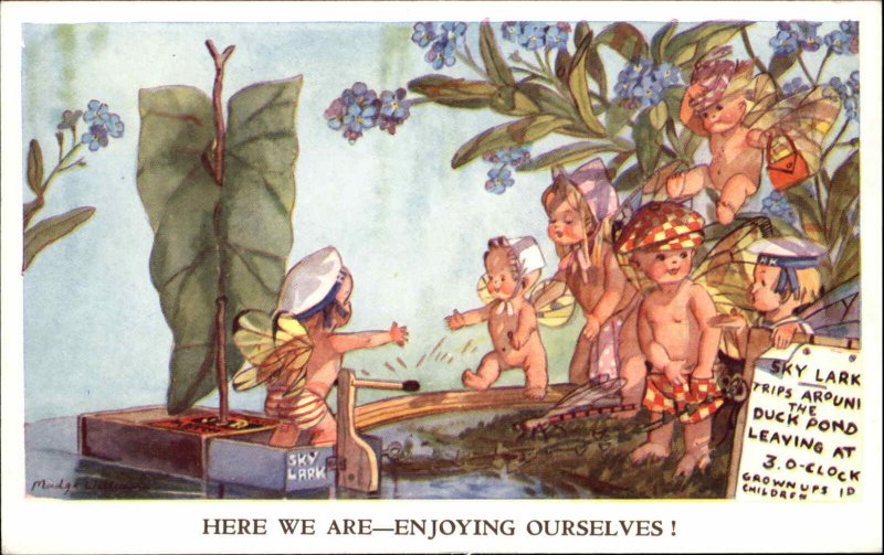 Fantasy - Madge Williams FAIRY Series Postcard ENJOYING OURSELVES