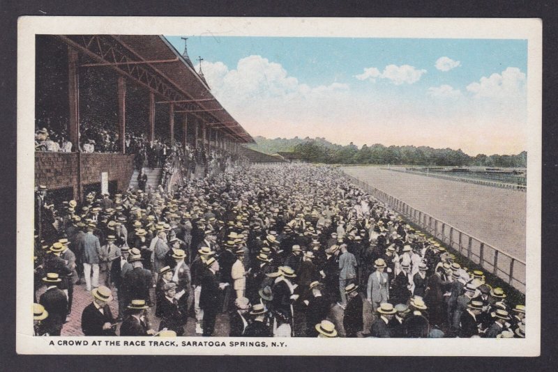 Postcard, United States, Saratoga Springs NY, A crowd at the race track