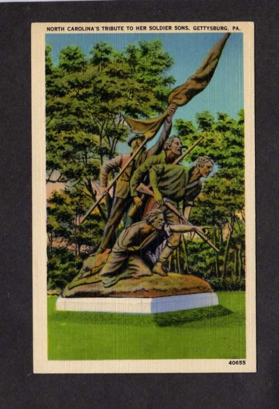 PA North Carolina NC Statue Civil War Gettysburg Pennsylvania Postcard Linen PC
